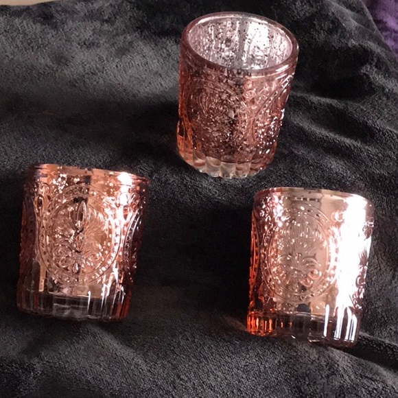 Set of 3 Primrose Rose Gold Mercury Votive Holders - Picture 3 of 6